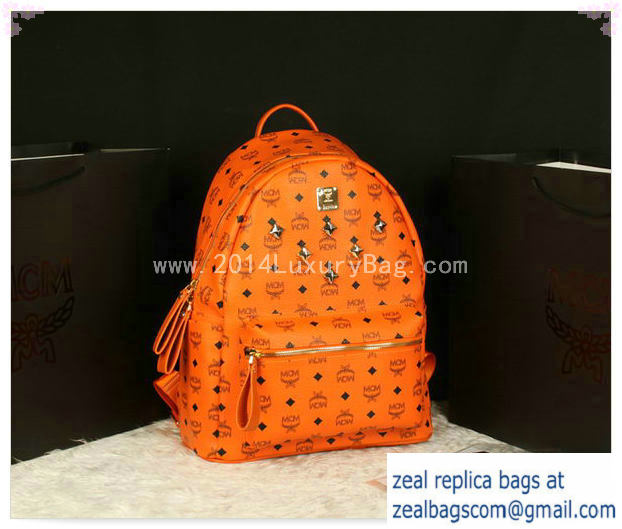 High Quality Replica MCM Stark Backpack Jumbo in Calf Leather 8006 Orange